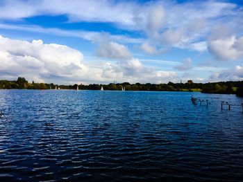 Scenic view of lake against sky