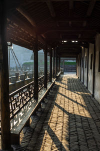 Empty corridor of building in old town