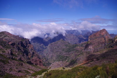 Scenic view of rocky mountains against sky