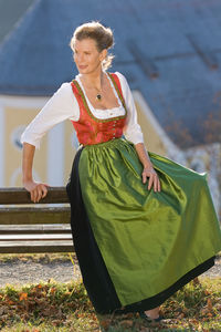 Old bavarian woman in fashionable festive costume