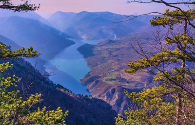 Scenic view of mountains against sky. serbian tara national park on canyon of the drina river