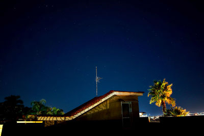 Low angle view of building against sky at night