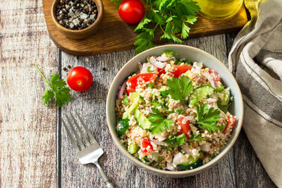 High angle view of vegetables in bowl