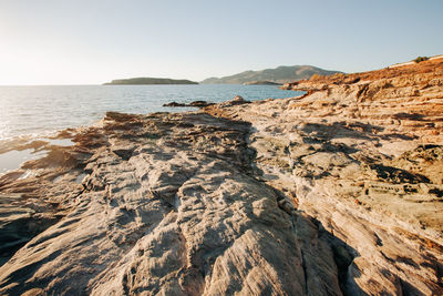 Scenic view of sea against clear sky