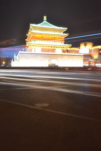 Illuminated buildings at night