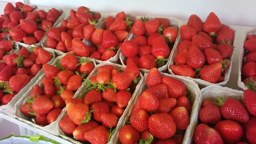 Close-up of strawberries in market