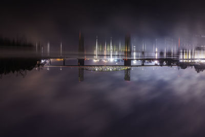 View of illuminated city at night