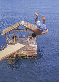 Man diving into water