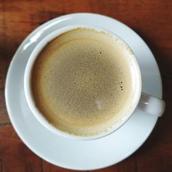 High angle view of coffee on table