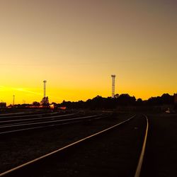 Railroad track at sunset
