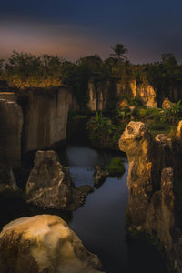 Reflection of rock in water