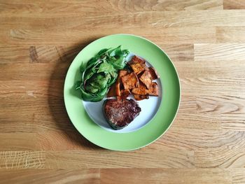 High angle view of food on table