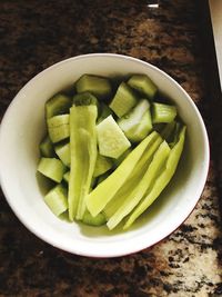 High angle view of vegetables in plate