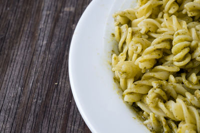 Close-up of pasta in plate on table