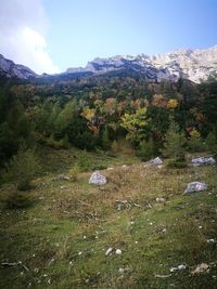 Scenic view of mountains against sky