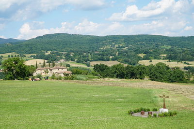 Scenic view of field against sky