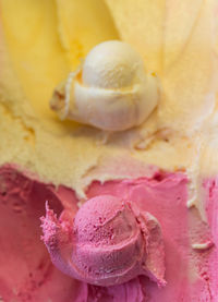 Full frame shot of pink and yellow ice cream