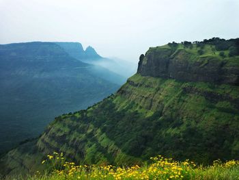 Scenic view of mountains against sky