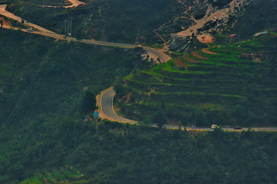 High angle view of road amidst landscape