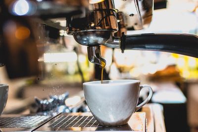 Close-up of coffee pour in motion