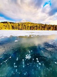 Scenic view of lake against sky