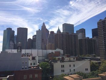 View of cityscape against cloudy sky