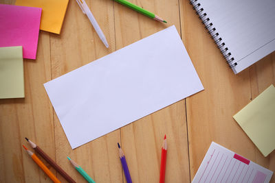 High angle view of pen on table