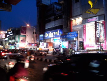 View of city street at night