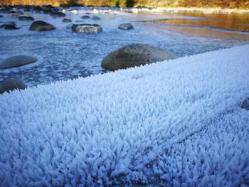 Frozen water in winter