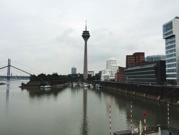 City skyline with river in background