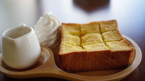 Close-up of breakfast on table