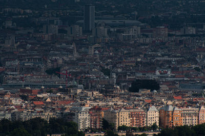 High angle view of buildings in city