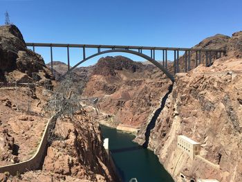 Bridge over river against clear sky