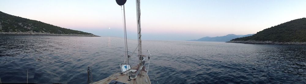 Panoramic view of sea against clear sky