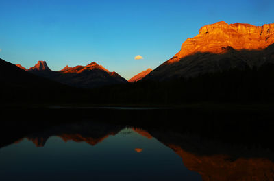 Reflection of mountain range in lake