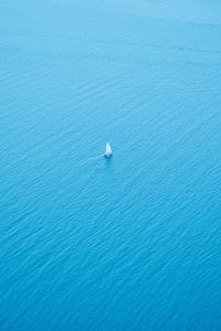 Aerial view of boat in sea