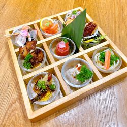 High angle view of meal served on table