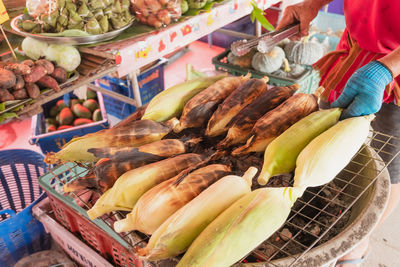 High angle view of fruits for sale in market