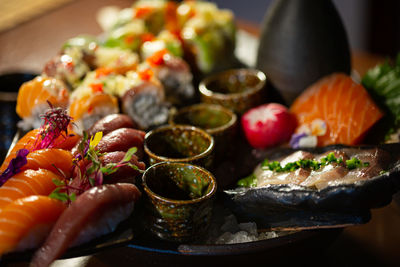 Close-up of vegetables in plate on table