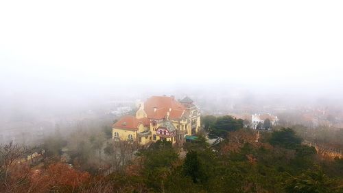 High angle view of townscape against sky