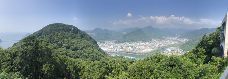 Panoramic view of cityscape against sky