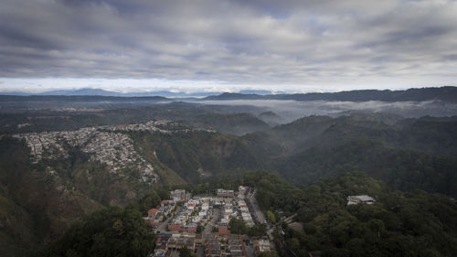 High angle view of townscape against sky