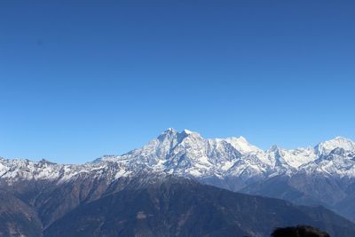 Scenic view of mountains against clear sky