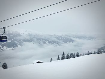 Scenic view of snow covered mountains against sky