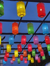 Low angle view of illuminated lanterns