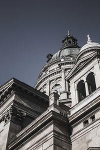 Low angle view of historic building against clear sky