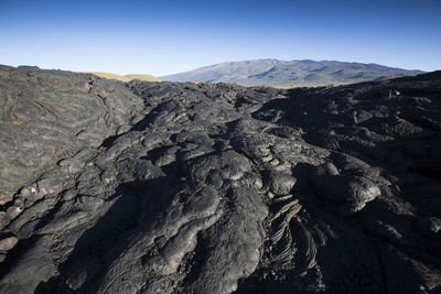 Scenic view of mountains against clear sky