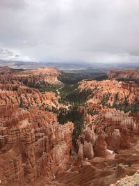 Aerial view of landscape against cloudy sky