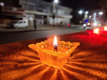 Close-up of lit candle