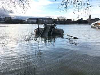 View of a boat in river